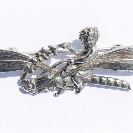 brooch signed Shiné in silver 925 dragonfly details