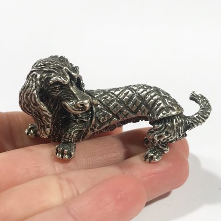 italian solid silver dachshund dog miniature,figurine hallmarked  