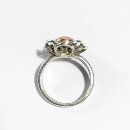 vintage silver ring with natural coral details