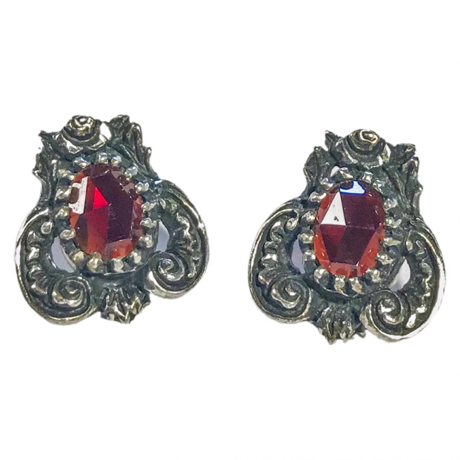 antique Austrian 835 silver earrings with garnets