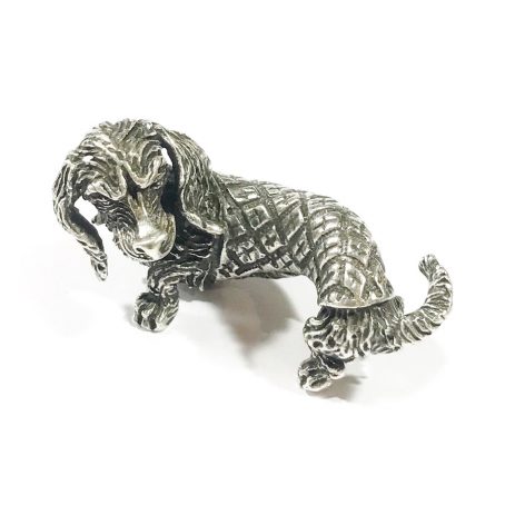 italian solid silver dachshund dog miniature,figurine hallmarked  