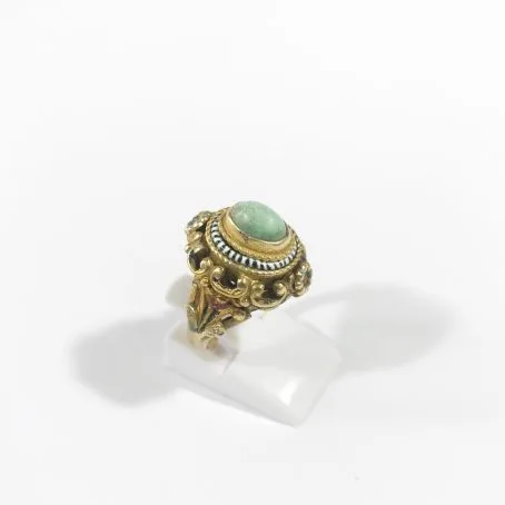 art deco ring in turquoise silver and enamels details