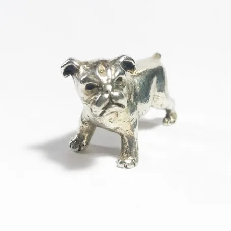 vintage miniature in silver italian bulldog dog