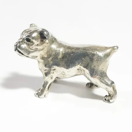 vintage miniature in silver italian bulldog dog