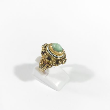 vintage Chinese ring with turquoise and enamel