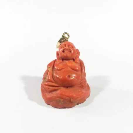 antique coral Buddha pendant