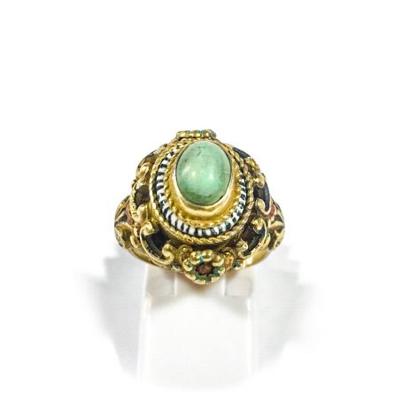 vintage Chinese ring with turquoise and enamel