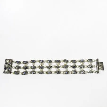 liberty silver bracelet with pearls and sapphires