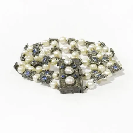 liberty silver bracelet with pearls and sapphires