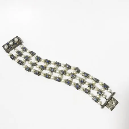 liberty silver bracelet with pearls and sapphires