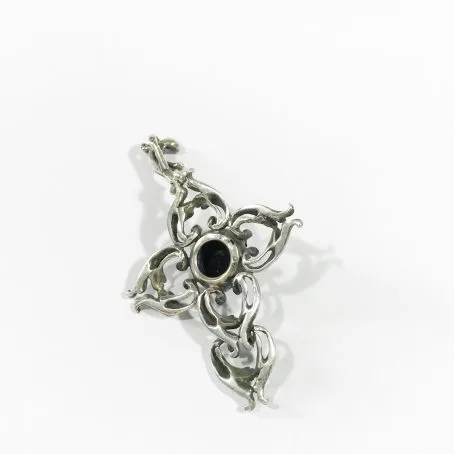 antique austrian silver and garnet cross detail