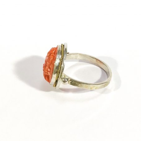 ring with coral cameo