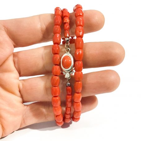 faceted red coral necklace