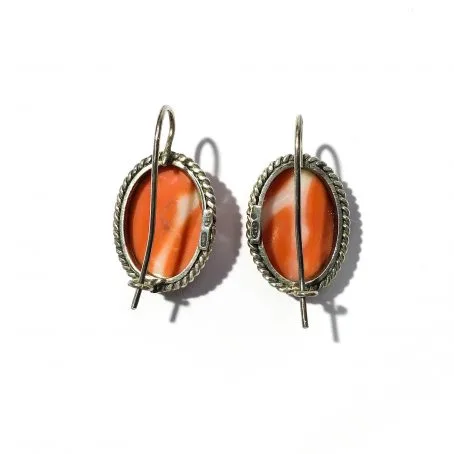 retro earrings with large coral cameo