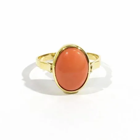 Golden silver and pink coral ring