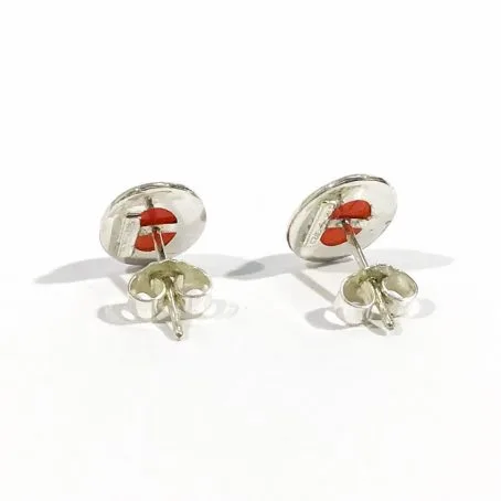 silver hallmark silver and coral stud earrings