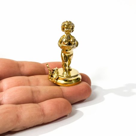 Italian gilded solid silver putto miniature,figurine hallmarked