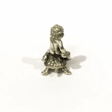 putto on turtle italian silver miniature