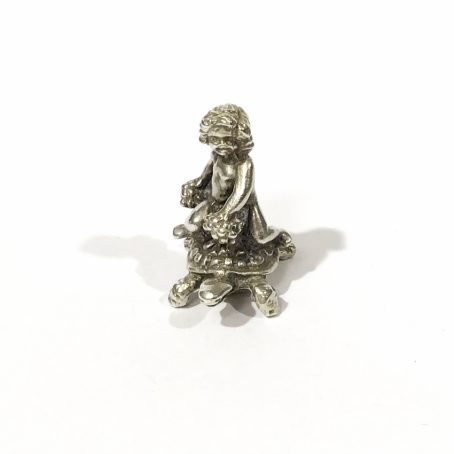 Italian solid silver putto with turtle miniature, figurine hallmarked 