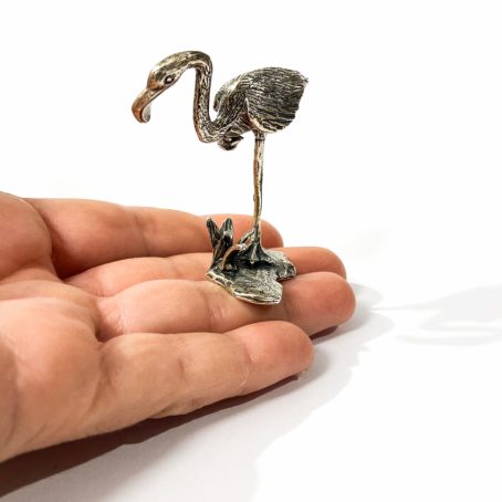 Italian solid silver flamingo miniature,figurine hallmarked