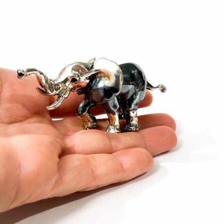 italian two-tone solid silver elephant miniature, figurine hallmarked 