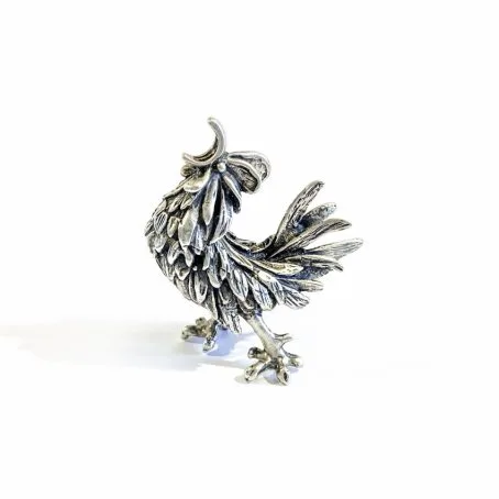 Italian silver rooster miniature