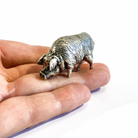 Italian silver piglet miniature