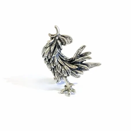 Italian silver rooster miniature - Image 8