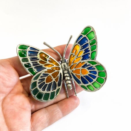 butterfly miniature in silver and Italian enamels