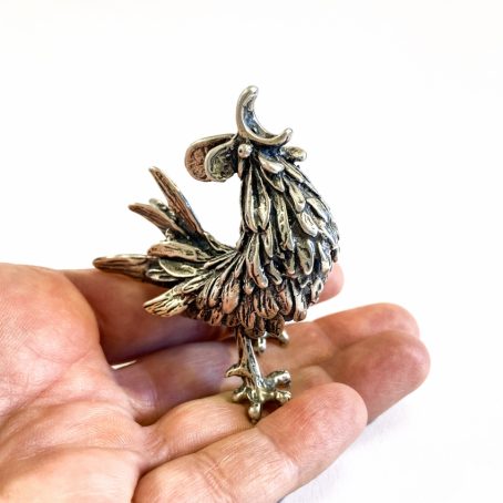 Italian silver rooster miniature