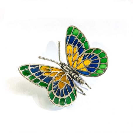 butterfly miniature in silver and Italian enamels