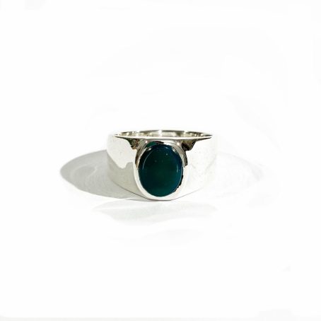 men's chevalier ring in silver with agate