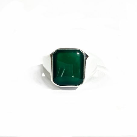 silver men's chevalier ring with agate