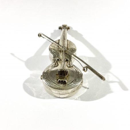 solid silver violin shape pillbox