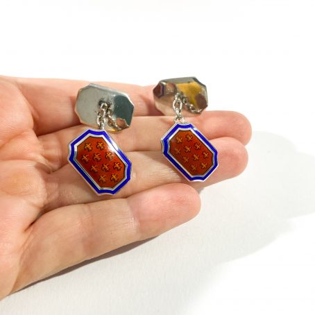 classic shirt cufflinks in silver and enamel