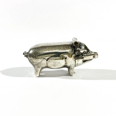 solid silver pig shape pillbox