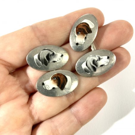 antique shirt cufflinks with dogs