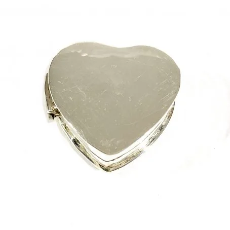 italian solid silver heart shape pill box, hallmarked  - Image 6