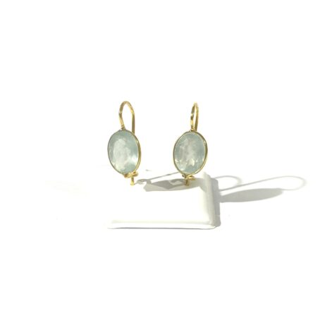 Earrings with natural aquamarine