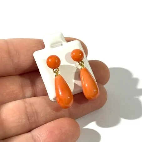 red coral pendant earrings - Image 2