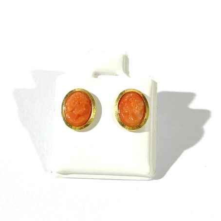 Earrings with red coral cameos