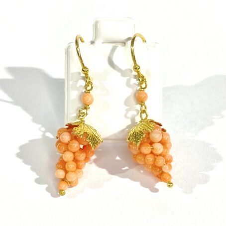 Pink coral earrings cluster